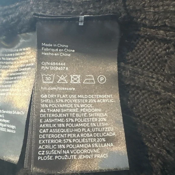 Black Cable Knit Crewneck Sweater | Size Small | Oversized Fit - Picture 7 of 8